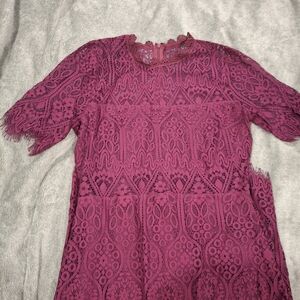 Just Me Burgundy Lace Dress